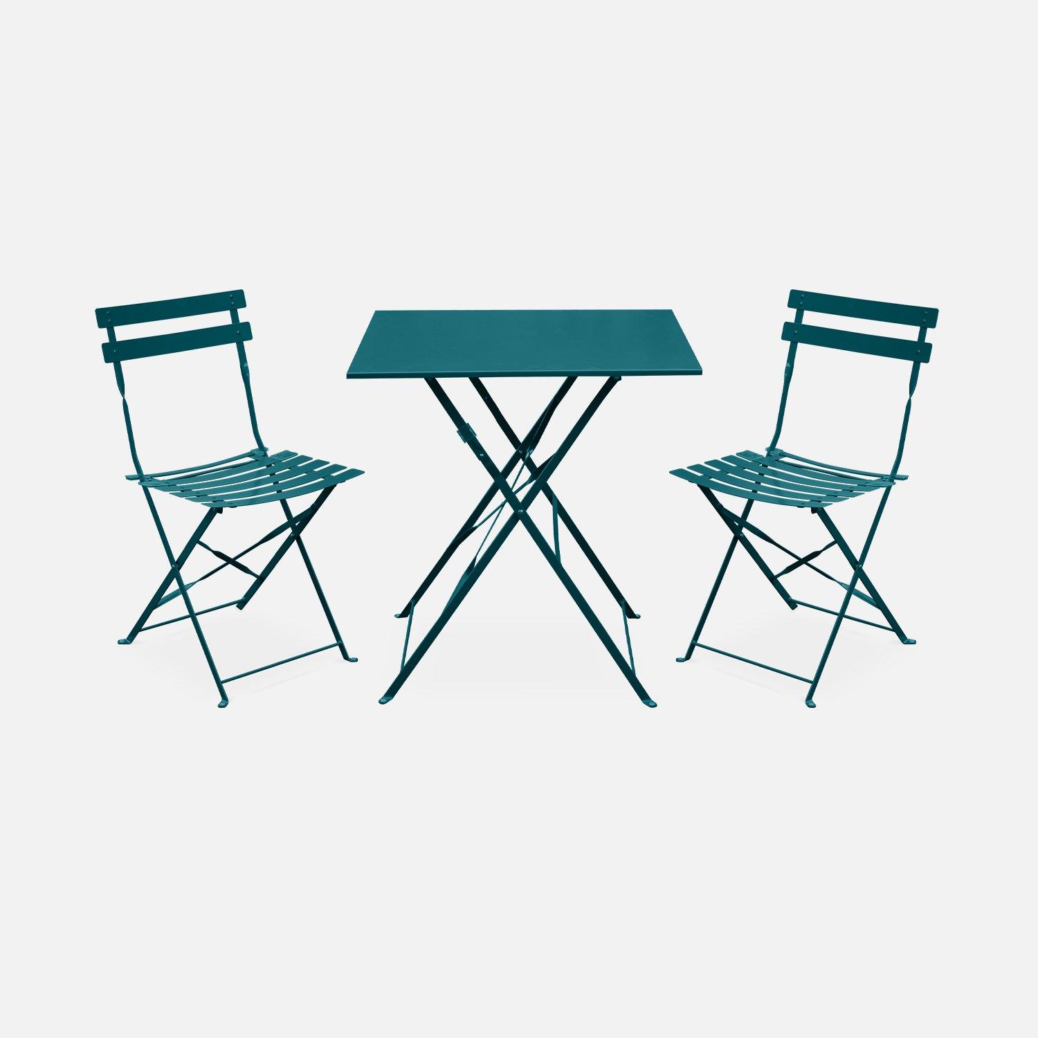 2-seater Foldable Thermo-lacquered Steel Bistro Garden Table Set